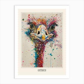 Ostrich Colourful Watercolour 4 Poster Art Print