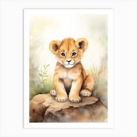 Colouring Watercolour Lion Art Painting 4 Art Print