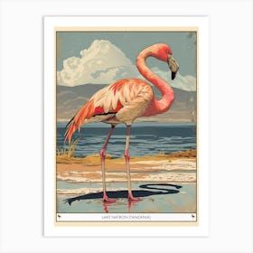 Greater Flamingo Lake Natron Tanzania Tropical Illustration 1 Poster Art Print