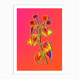 Neon Tickberry Botanical in Hot Pink and Electric Blue n.0377 Art Print