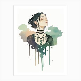 Girl With Dripping Paint Art Print