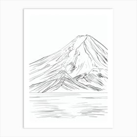 Mount Fuji Japan Line Drawing 5 Art Print