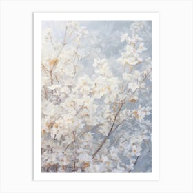 Frosty Botanical Winter Jasmine 1 Art Print