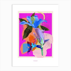 Bluebell 2 Neon Flower Collage Poster Art Print