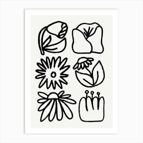 Doodle Flowers Illustration Art Print