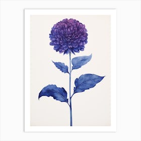 Blue Botanical Globe Amaranth 2 Art Print