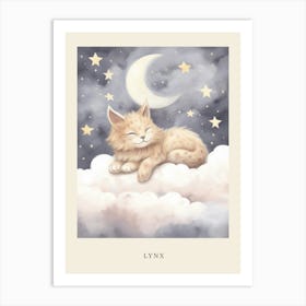 Sleeping Baby Lynx Nursery Poster Art Print