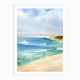 Porthcurno Beach 2, Cornwall Watercolour Art Print