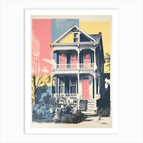 A House In Charleston, Abstract Risograph Style 4 Art Print