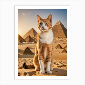 Whisker Wonderland: A Cat’s Journey Through Iconic Places Cat In Egypt Art Print