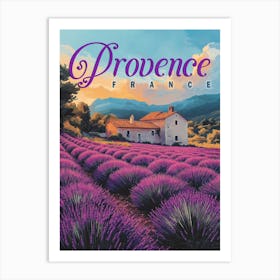 Vintage Provence Lavender Fields Travel Poster Art Print