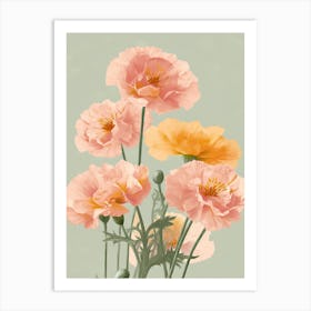 Marigold Flowers Acrylic Painting In Pastel Colours 2 Art Print