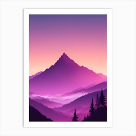 Misty Mountains Vertical Composition In Purple Tone 8 Art Print