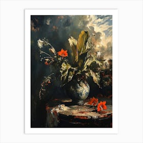 Baroque Floral Still Life Portulaca 1 Art Print