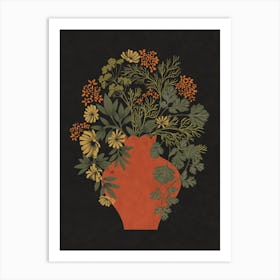 Orange Vase with wildflowers Art Print