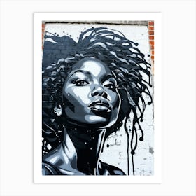 Graffiti Mural Of Beautiful Black Woman 89 Art Print