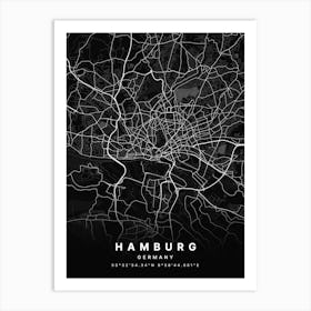 Hamburg Germany Black Map Art Print