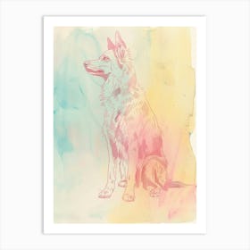 Pastel Beauceron Dog Pastel Line Illustration  1 Art Print