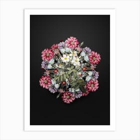 Vintage Musk Rose Flower Wreath on Wrought Iron Black n.2629 Art Print