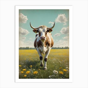 Cow In A Field Canvas Print Art Print