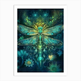 A Mystical Dragonfly With Translucent Wings Art Print