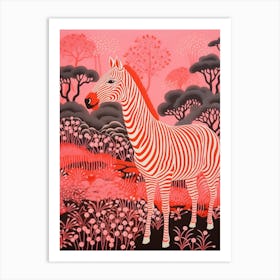 Pink Zebra In The Wild 3 Art Print