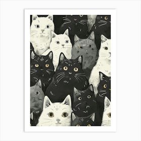 Perfectly Repeatable Artwork With Cute Cat Faces 81 Art Print