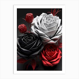 Red black roses 1 Art Print