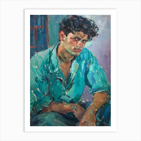 Man In A Blue Shirt Art Print