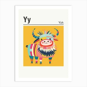 Animals Alphabet Yak 2 Art Print