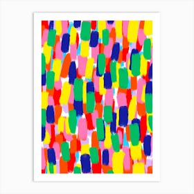 Rainbow Colours Abstract Paint Brush Strokes Art Print