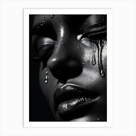 Close Up Of A Single Tear Sleekly Glistening On The Cheek Sweet Emotion Etched Into Its Splendidly Art Print