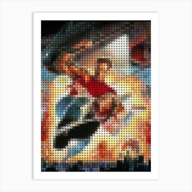 Last Action Hero In A Pixel Dots Art Style 1 Art Print