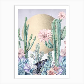 Cactus And Flowers Desert Summer Sun Art Print