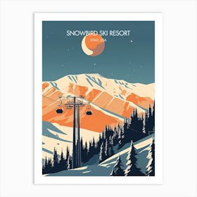 Poster Of Snowbird Ski Resort   Utah, Usa, Ski Resort Illustration 2 Art Print