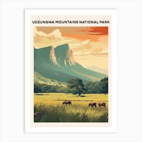 Udzungwa Mountains National Park Midcentury Travel Poster Art Print