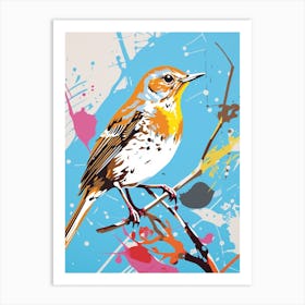 Andy Warhol Style Bird Hermit Thrush 4 Art Print