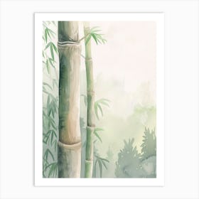 Bamboo Tree Atmospheric Watercolour Painting 2 Art Print