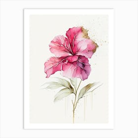 Hibiscus Herb Minimalist Watercolour 2 Art Print