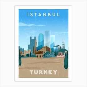 Istanbul, Turkey — Retro travel minimalist poster 4 Art Print