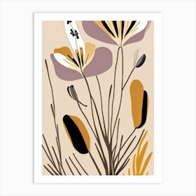 Desert Mariposa Lily Wildflower Modern Muted Colours Art Print