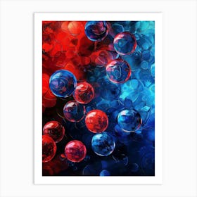 Bubbles In Blue And Red Art Print