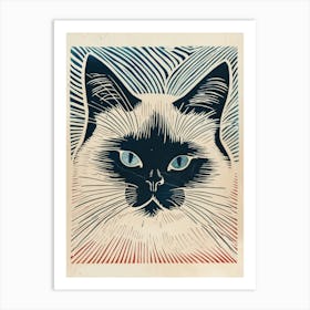 Birman Linocut Blockprint 2 Art Print