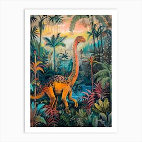 Dinosaur In The Jungle Painting 2 Art Print