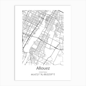 Allouez,United States Minimalist Map Art Print