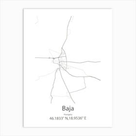 Baja,Hungary Minimalist Map Art Print