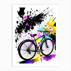 Colorful Bicycle With Splatters Art Print