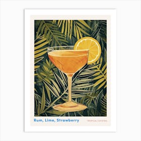 Art Deco Tropical Cocktail With Leaves Poster Art Print