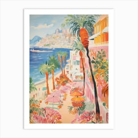 Positano, Amalfi Coast   Italy Beach Club Lido Watercolour 2 Art Print