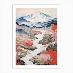 Yatsugatake Mountains In Yamanashi, Ukiyo E Drawing 2 Art Print